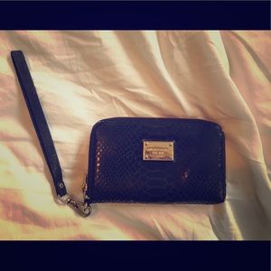 Michael Kors black alligator pattern wristlet